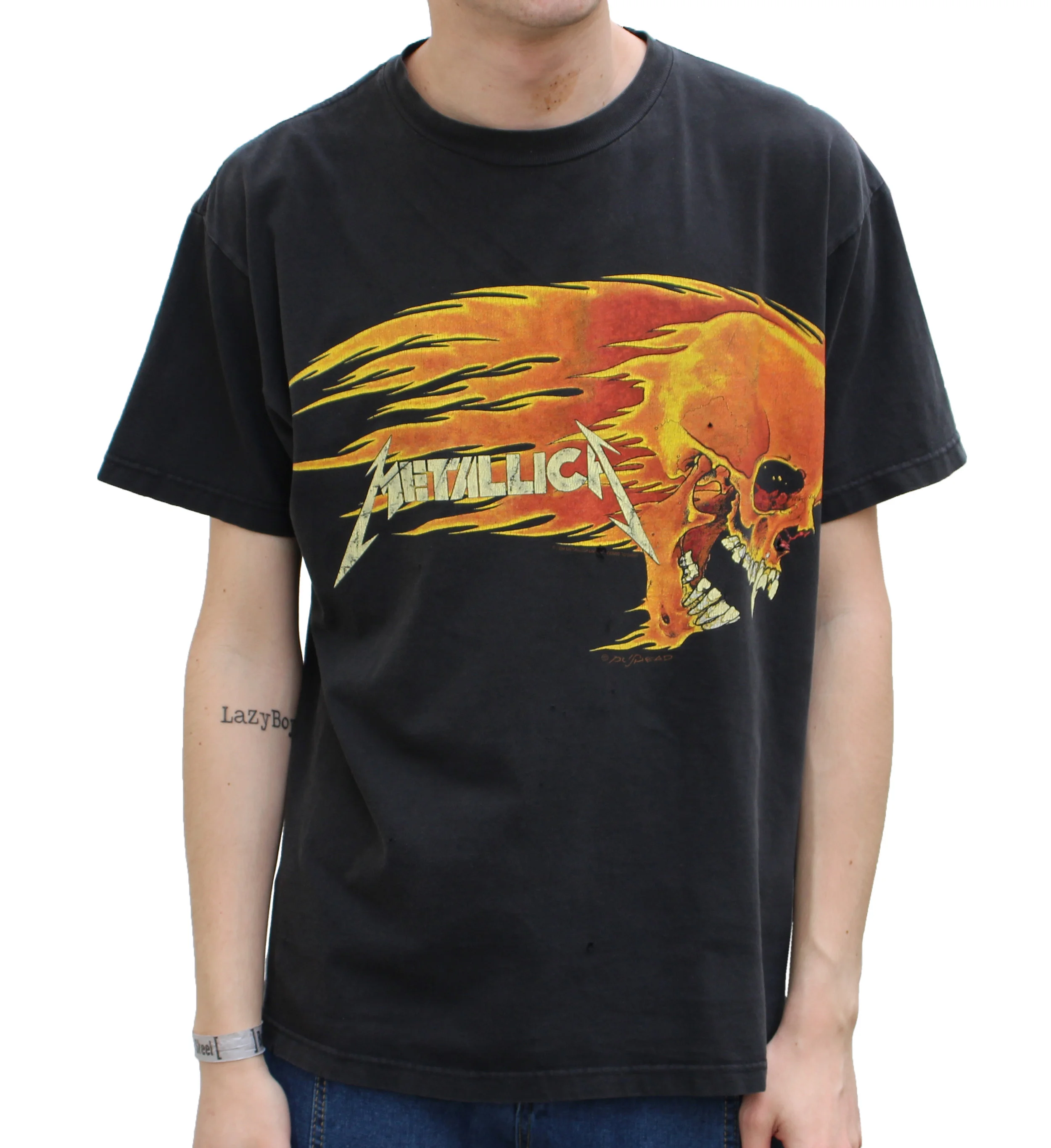 1997 llica pushead Tシャツ L ビンテージ 90s Metallica Vintage T Shirt 1990's Pushead Flaming Skull & Sun